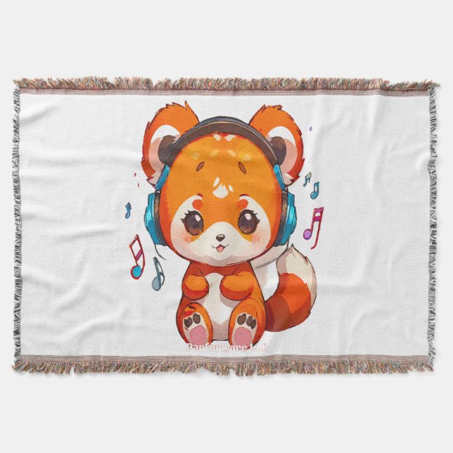 Panda som lyssnar på Kpop-musik Filt (Framsidan)