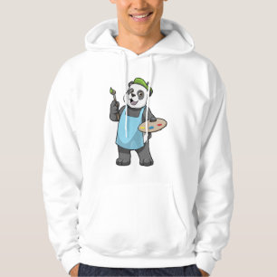 Panda som målare med penseln & Färg Hoodie
