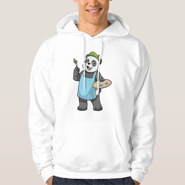 Panda som målare med penseln & Färg Hoodie (Framsida)
