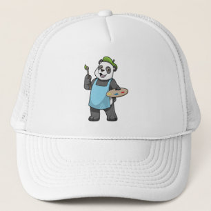 Panda som målare med penseln & Färg Keps