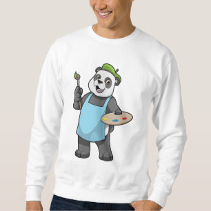 Panda som målare med penseln & Färg Lång Ärmad Tröja
