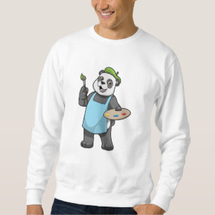 Panda som målare med penseln & Färg Lång Ärmad Tröja