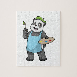 Panda som målare med penseln & Färg Pussel