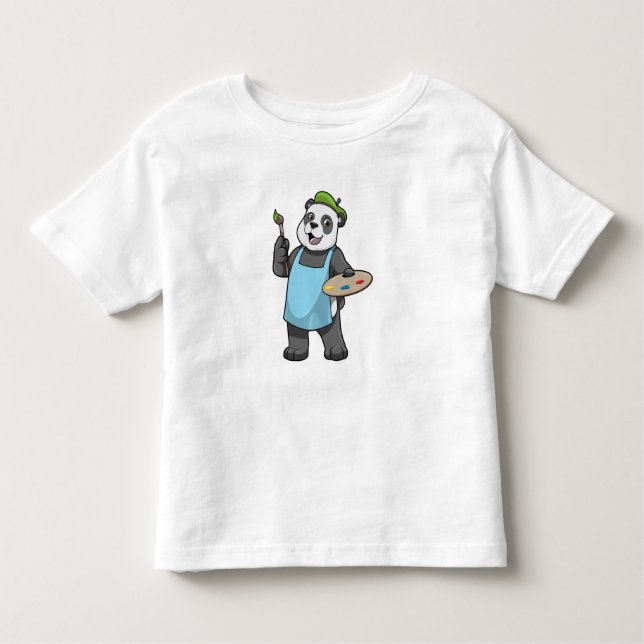 Panda som målare med penseln & Färg T Shirt (Framsida)