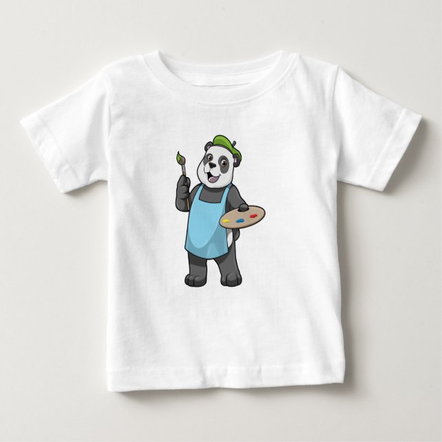 Panda som målare med penseln & Färg T Shirt (Framsida)