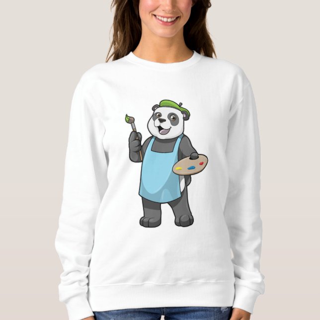 Panda som målare med penseln & Färg T Shirt (Framsida)