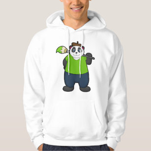 Panda som målare med penselpensel hoodie