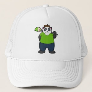 Panda som målare med penselpensel keps