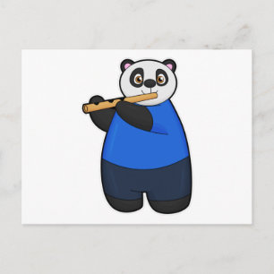 Panda som musiker med flöjt vykort