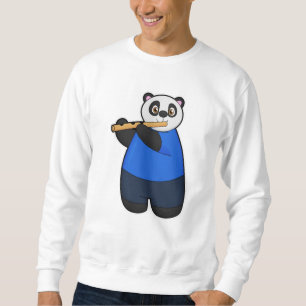 Panda som musiker med Flute Lång Ärmad Tröja
