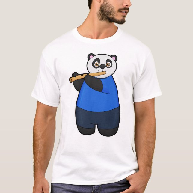 Panda som musiker med Flute T Shirt (Framsida)