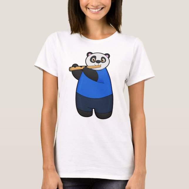 Panda som musiker med Flute T Shirt (Framsida)