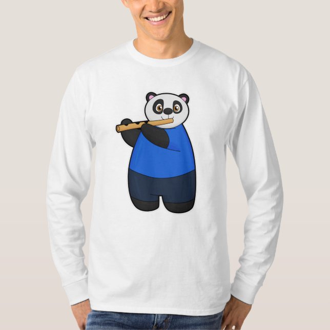 Panda som musiker med Flute T Shirt (Framsida)