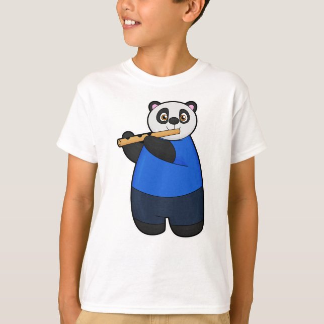 Panda som musiker med Flute T Shirt (Framsida)