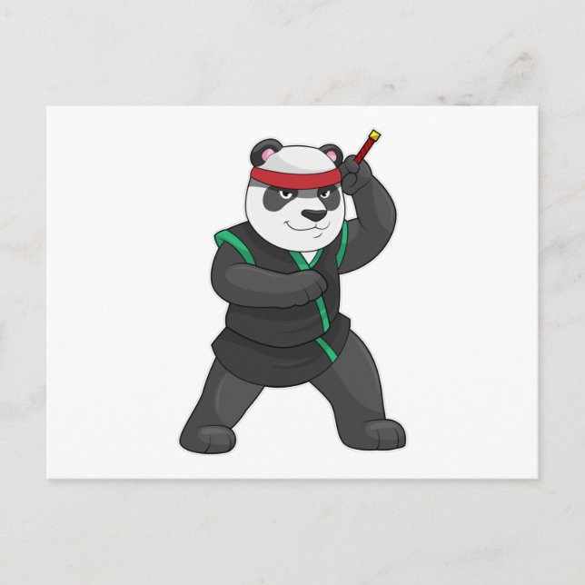 Panda som ninja i kostym vykort (Framsida)