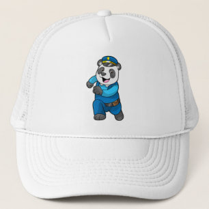Panda som polis med polishatt keps