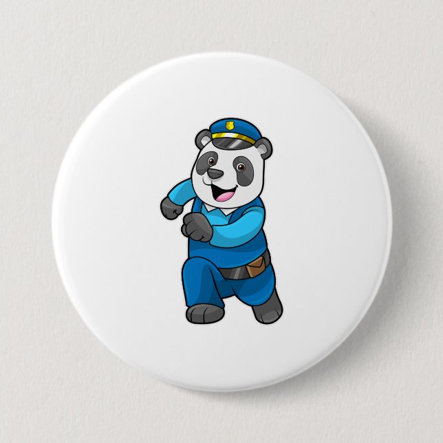 Panda som polis med polishatt knapp (Framsida)