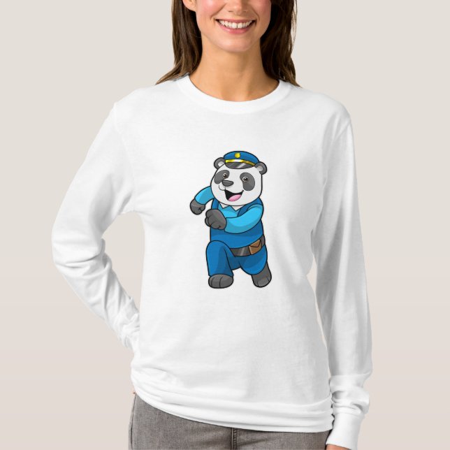 Panda som polis med polishatt t shirt (Framsida)