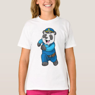 Panda som polis med polishatt t shirt