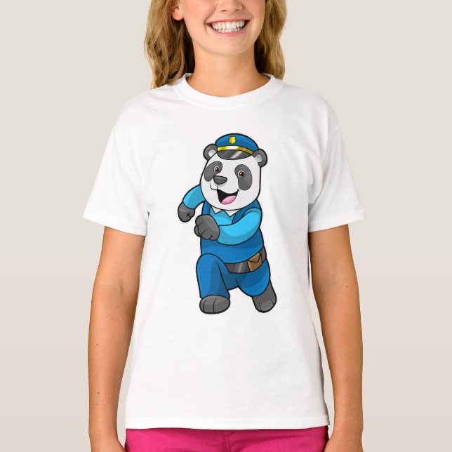 Panda som polis med polishatt t shirt (Framsida)