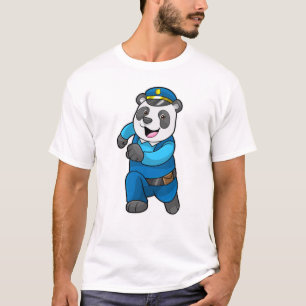 Panda som polis med polishatt t shirt