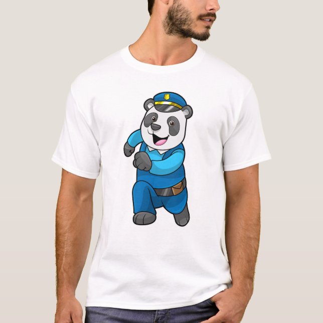 Panda som polis med polishatt t shirt (Framsida)