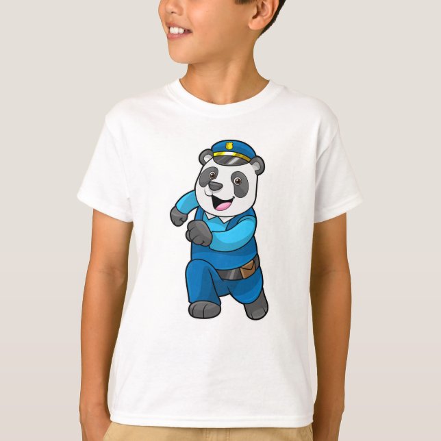 Panda som polis med polishatt t shirt (Framsida)