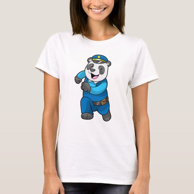 Panda som polis med polishatt t shirt (Framsida)