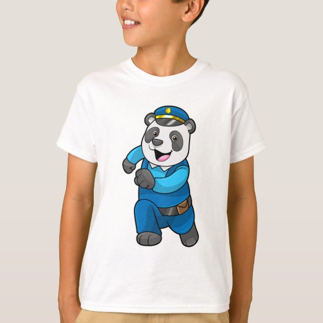 Panda som polis med polishatt t shirt (Framsida)