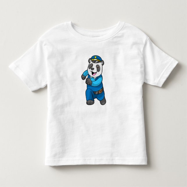 Panda som polis med polishatt t shirt (Framsida)