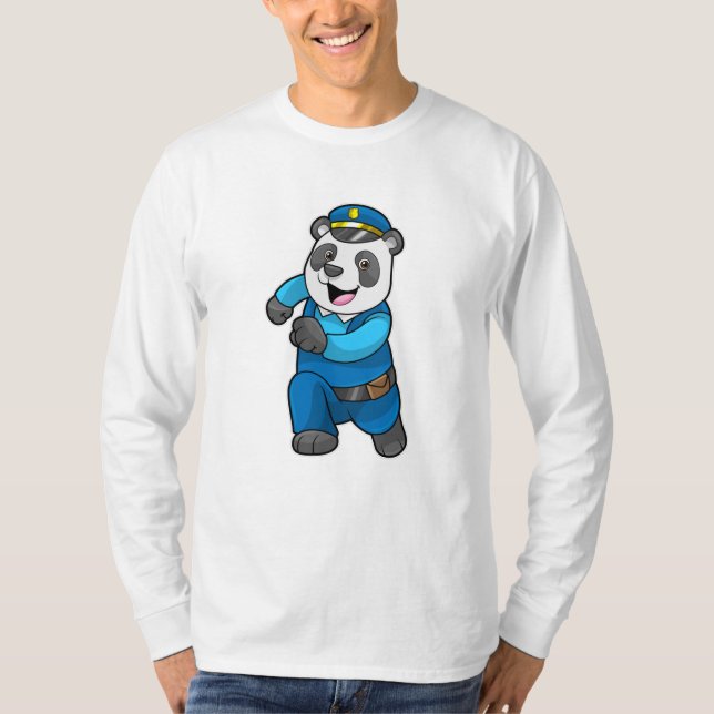 Panda som polis med polishatt t shirt (Framsida)