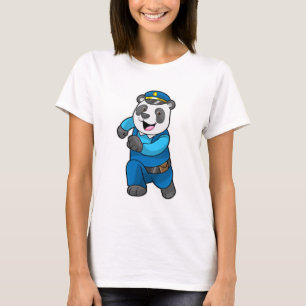 Panda som polis med polishatt t shirt