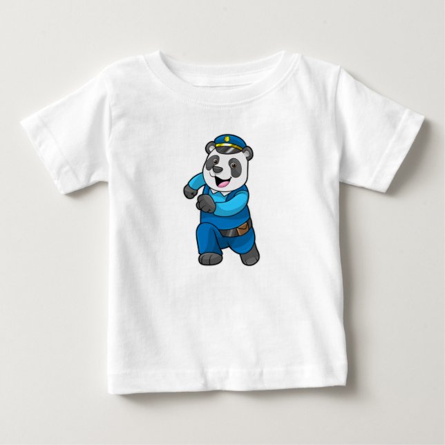 Panda som polis med polishatt t shirt (Framsida)