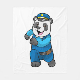 Panda som polisman med polishatt fleecefilt
