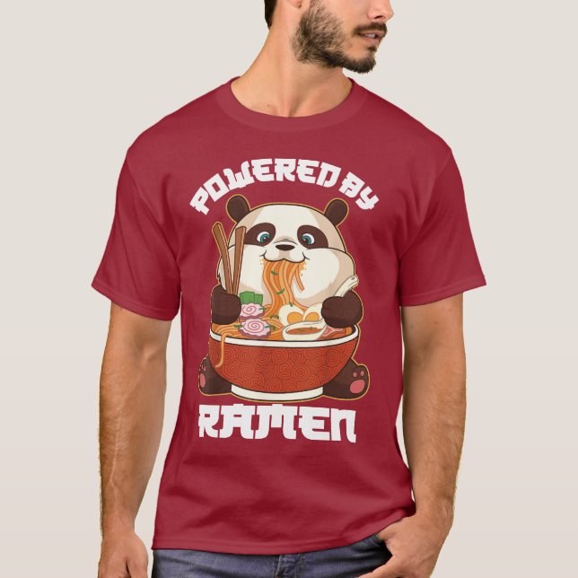 PANDA SOM RAMEN BEFOGAR | Tjock Panda Eating Ramen T Shirt (Framsida)