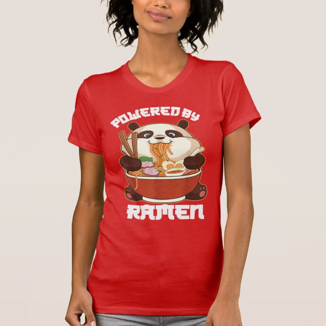 PANDA SOM RAMEN BEFOGAR | Tjock Panda Eating Ramen T Shirt (Framsida)