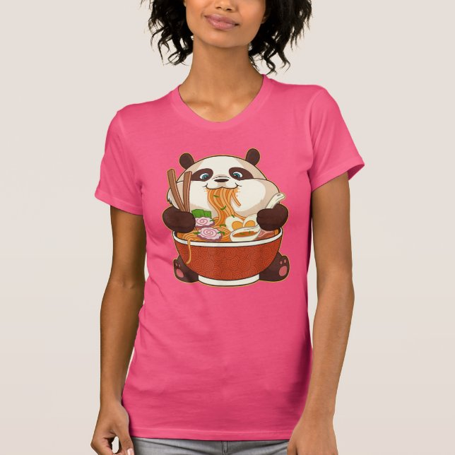 PANDA SOM RAMEN BEFOGAR | Tjock Panda Eating Ramen T Shirt (Framsida)