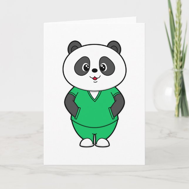 Panda som sjuksköterska med arbetskläder kort (Framsida)