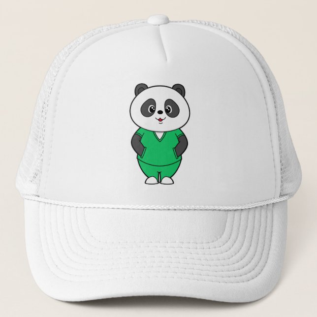 Panda som sjuksköterska med arbetsklänning keps (Framsida)