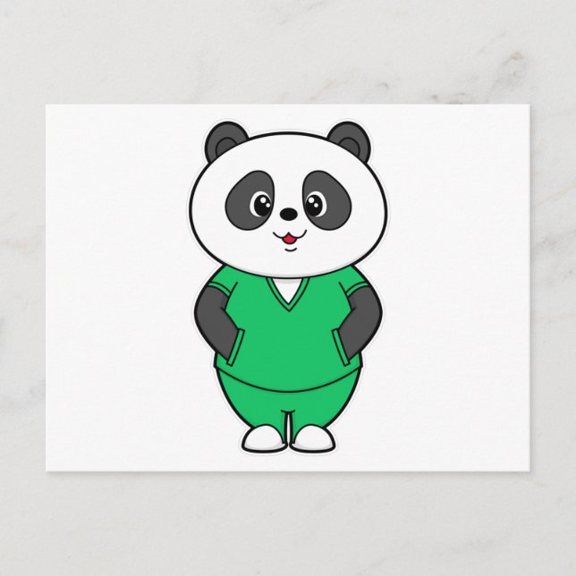Panda som sjuksköterska med klänning vykort (Framsida)