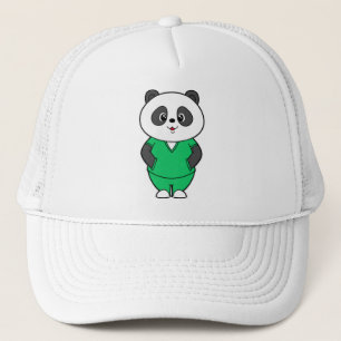 Panda som sjuksköterska med Smock Keps