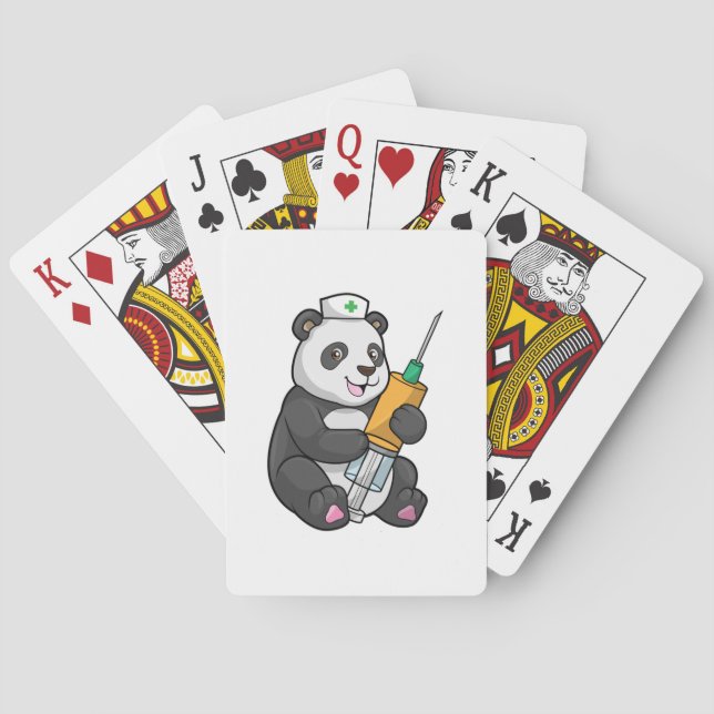 Panda som sjuksköterska med spruta casinokort (Baksidan)