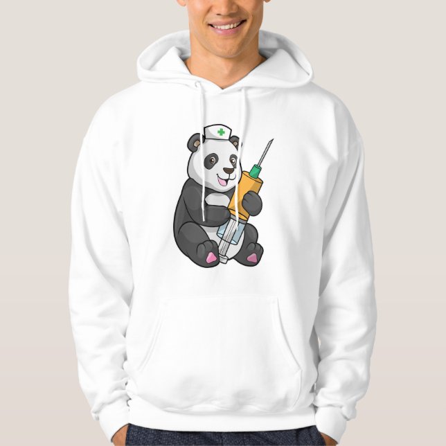 Panda som sjuksköterska med spruta hoodie (Framsida)