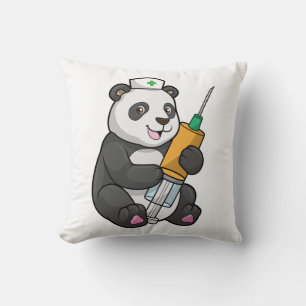 Panda som sjuksköterska med spruta kudde