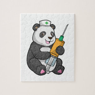 Panda som sjuksköterska med spruta pussel