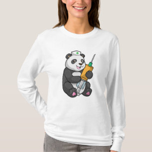 Panda som sjuksköterska med spruta t shirt