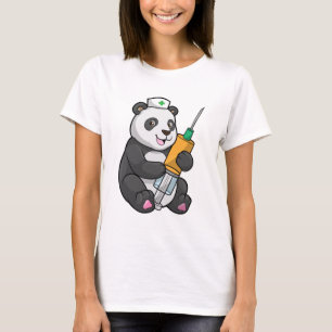 Panda som sjuksköterska med spruta t shirt