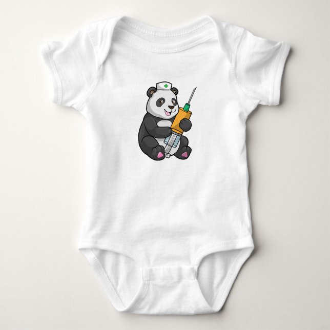 Panda som sjuksköterska med spruta t shirt (Framsida)