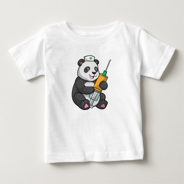 Panda som sjuksköterska med spruta t shirt (Framsida)
