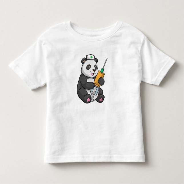 Panda som sjuksköterska med spruta t shirt (Framsida)